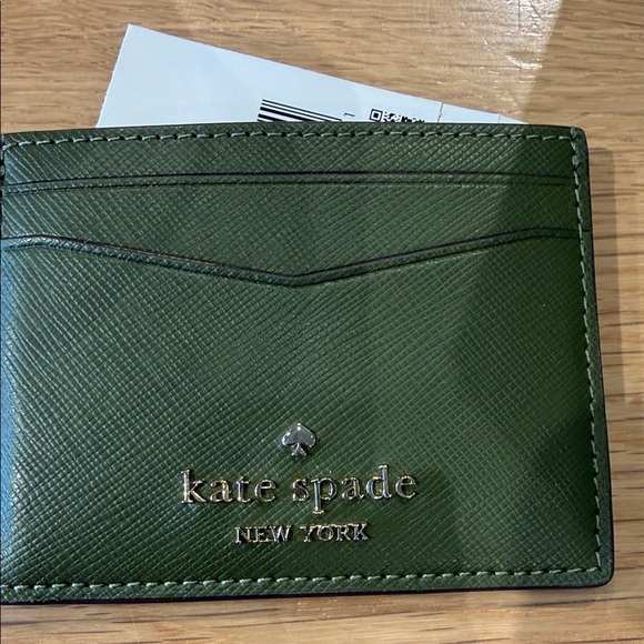 kate spade Handbags - kate spade Green Saffiano Leather Card Holder with Logo